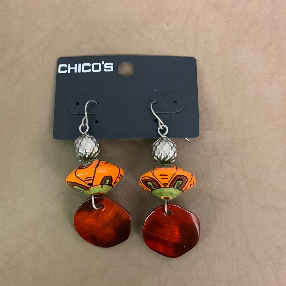 Chico’s Hypo Allergenic Orange/Green/Brown Earrings.